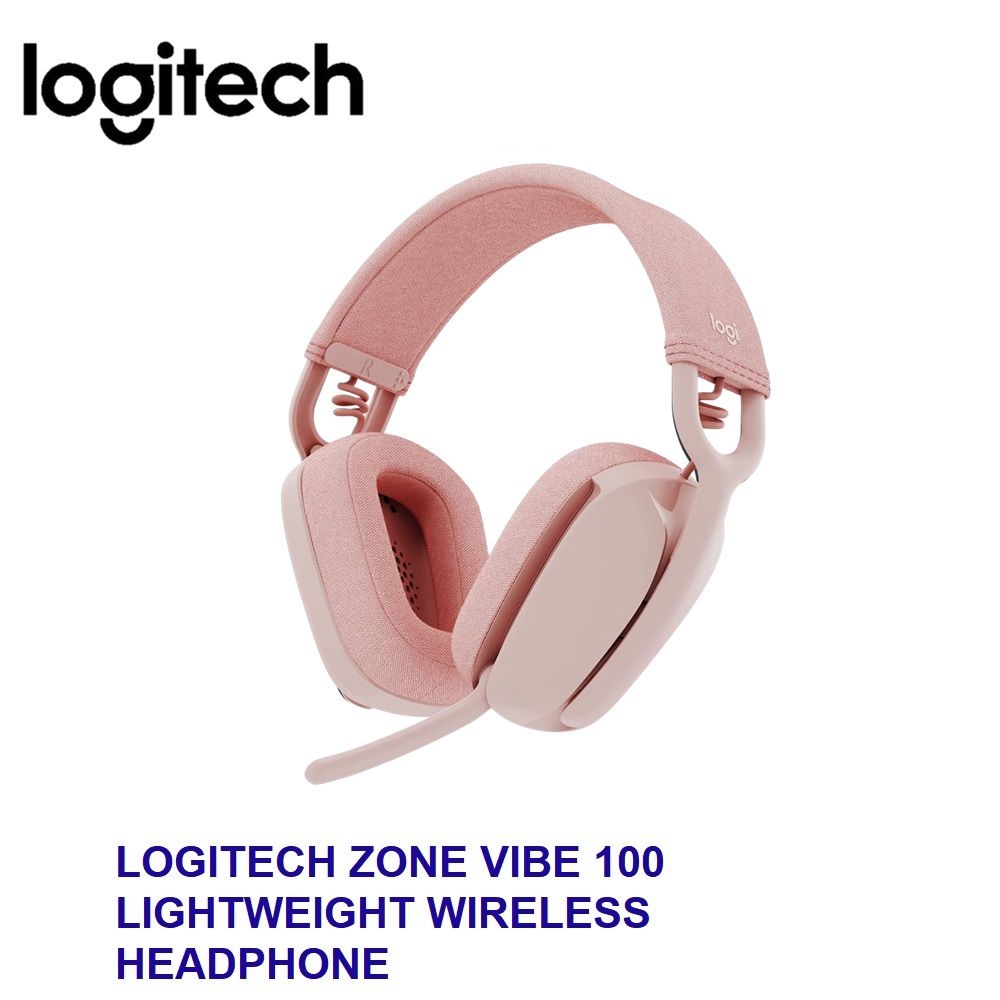 LOGITECH ZONE VIBE ROSE LIGHTWEIGHT HEADSET WIRELESS HEADPHONES PROFESSIONAL (IOS,ANDROID,WINDOW,MAC) - 100